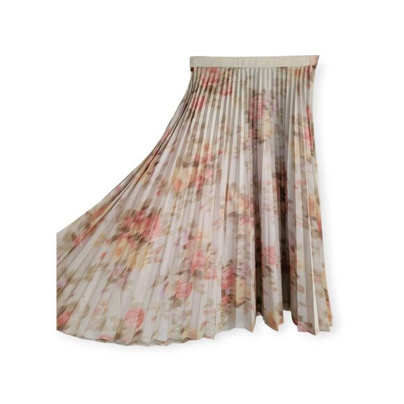 Behnaz Sarafpour romantic pastel floral pleated midi structured skirt size XS - Picture 4 of 14